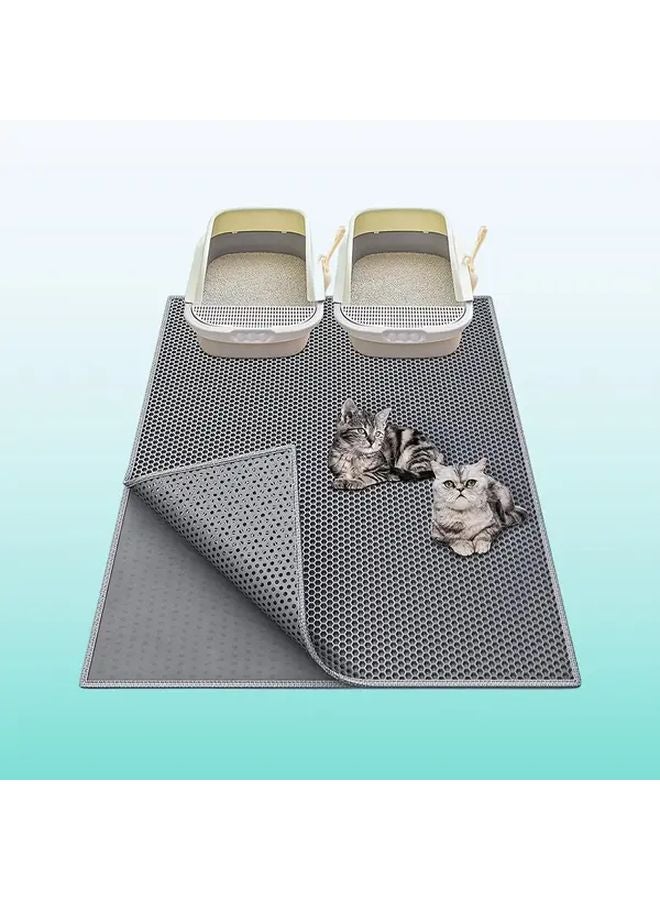 Extra Large Double Layer Cat Litter Mat XXL 47x28 Inch Beige Splash Proof Washable - Image 3